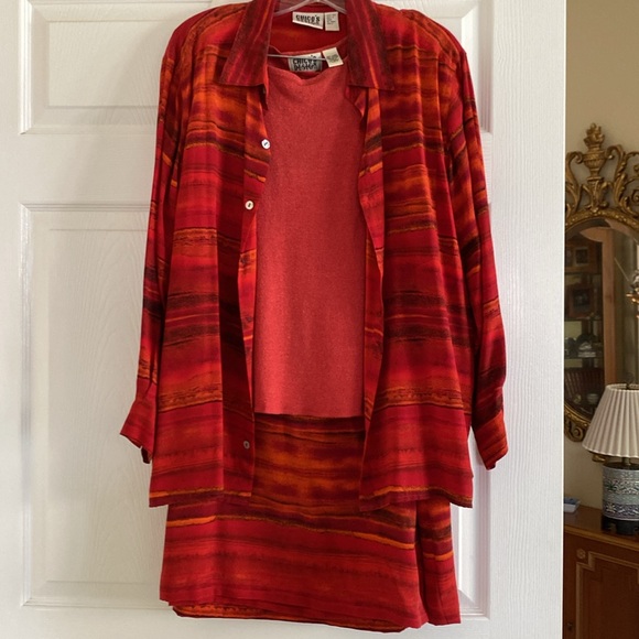 Red silk Chicos set with shell buttons - size 2 - Picture 15 of 15